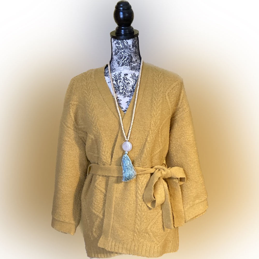 Golden Wrap Cardigan Sweater